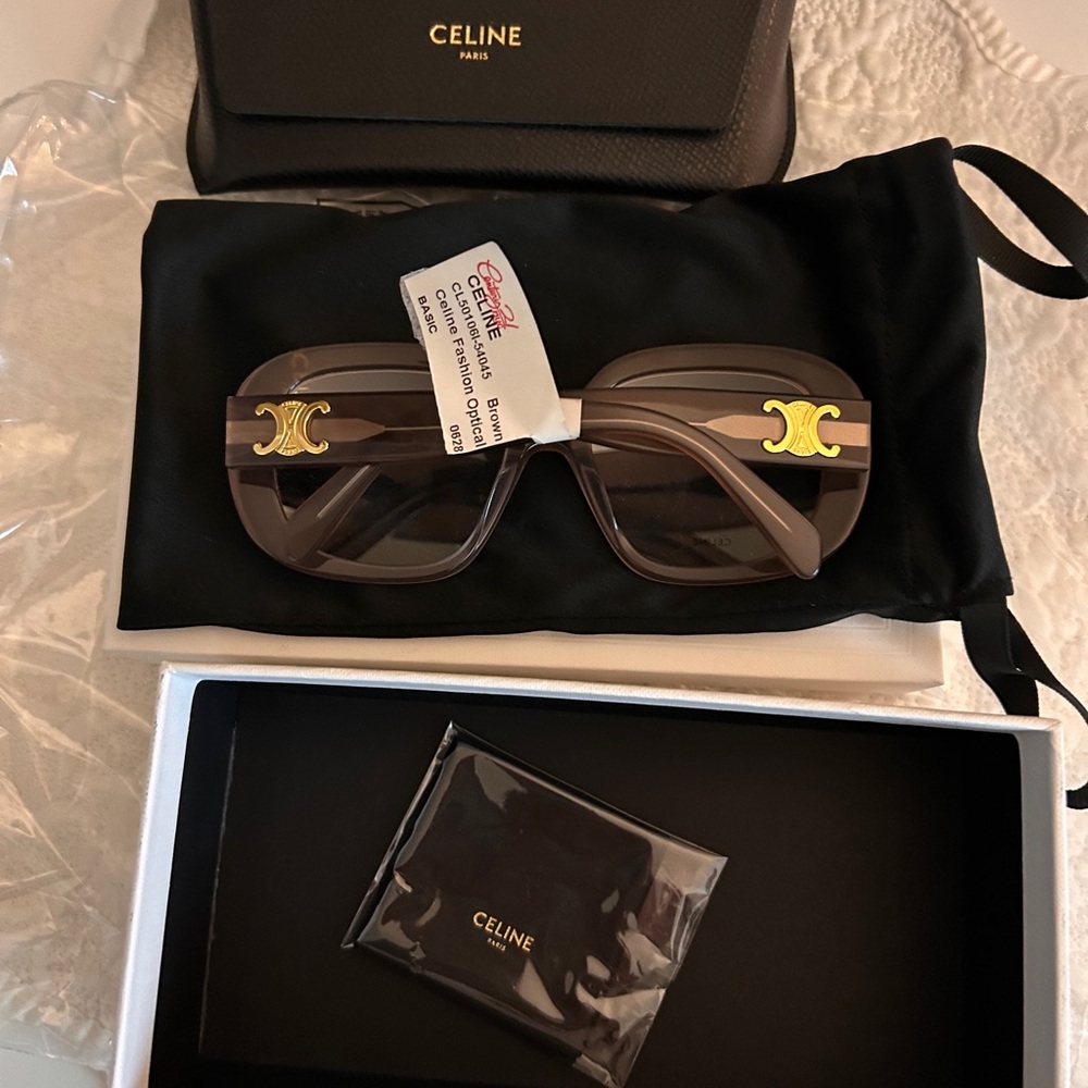 Celine Triomphe light Brown Oversized Round Optical.  100% Authentic!